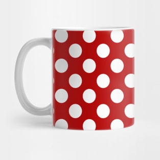 White Polka Dots On Red Background Mug